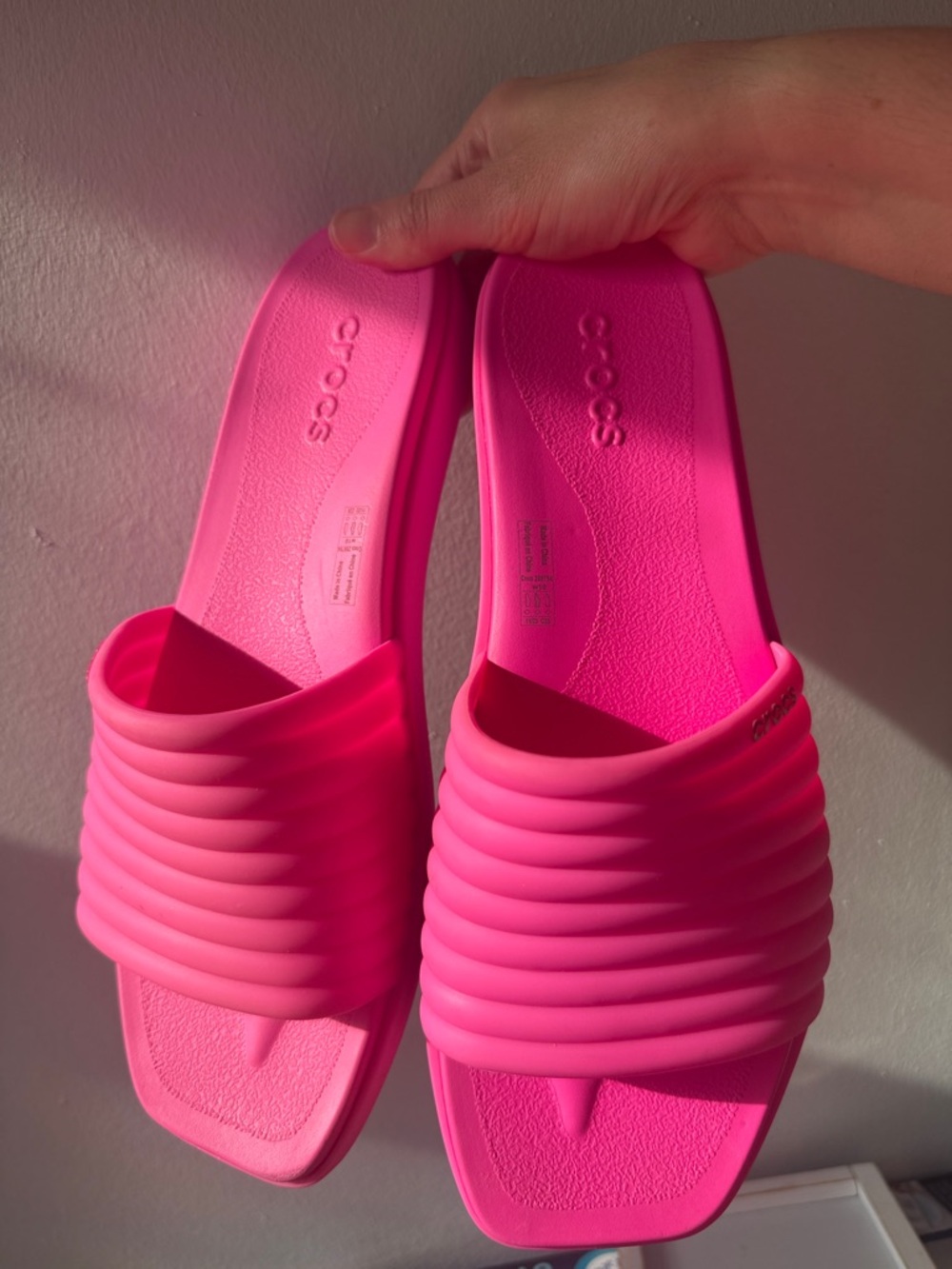 CROCS Women's Slide Sandals in Bright Pink